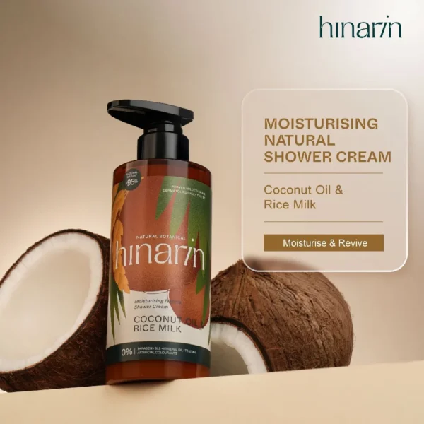 HINARIN Moisturising Natural Shower Cream 300ml  Coconut Rice Milk