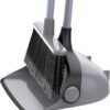 MR.SIGA Broom and Dustpan Set with Adjustable Long Handle Upright Combo for Floor Cleaning Lobby Gray